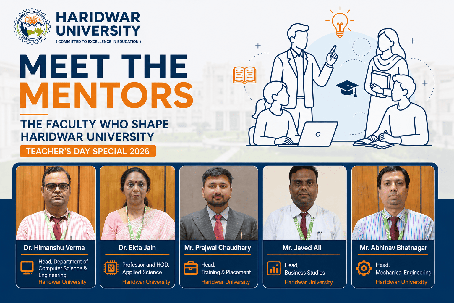Haridwar University faculty and mentors representing different academic disciplines