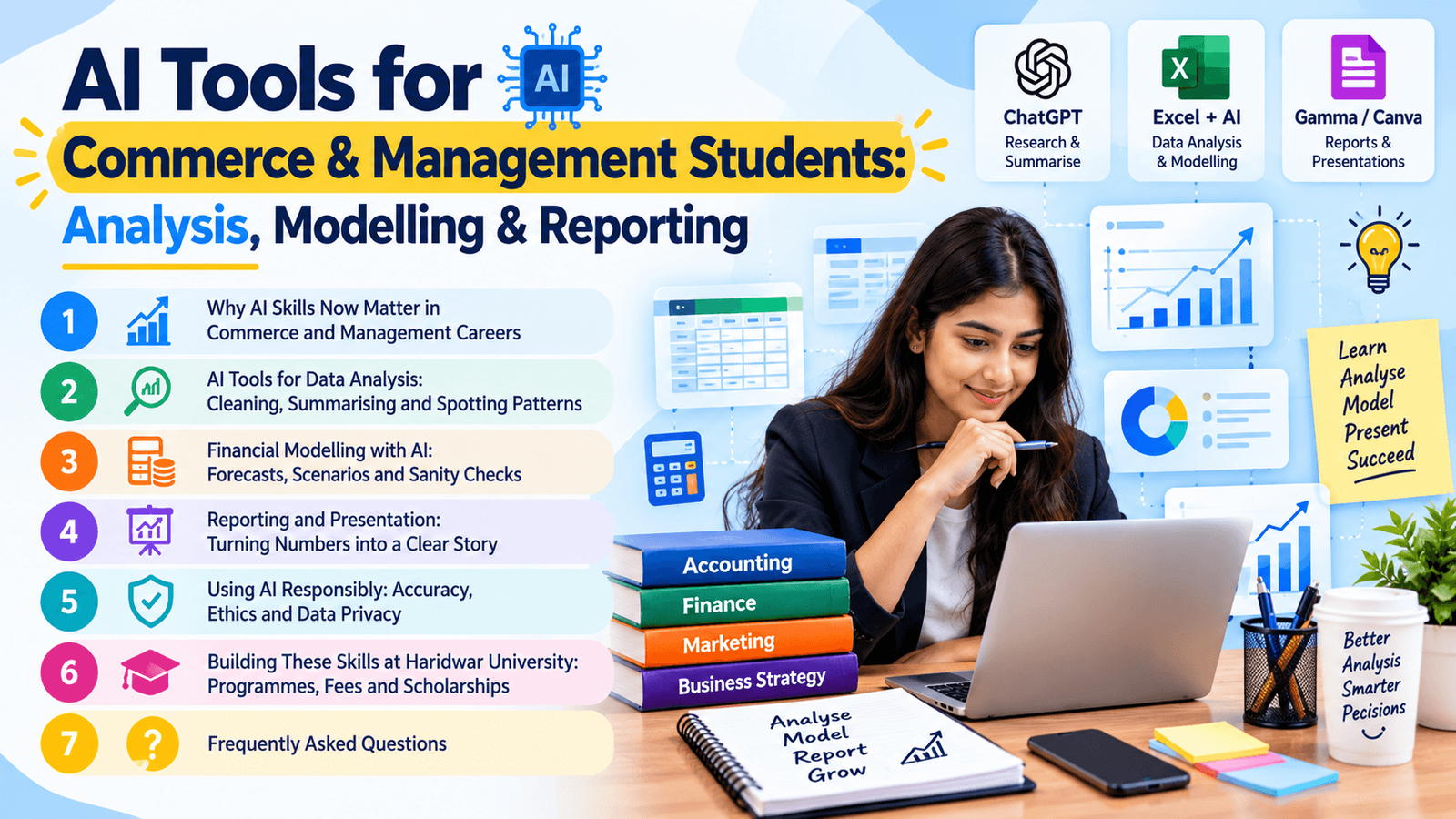 AI Tools for Commerce & Management Students: Analysis, Modelling & Reporting