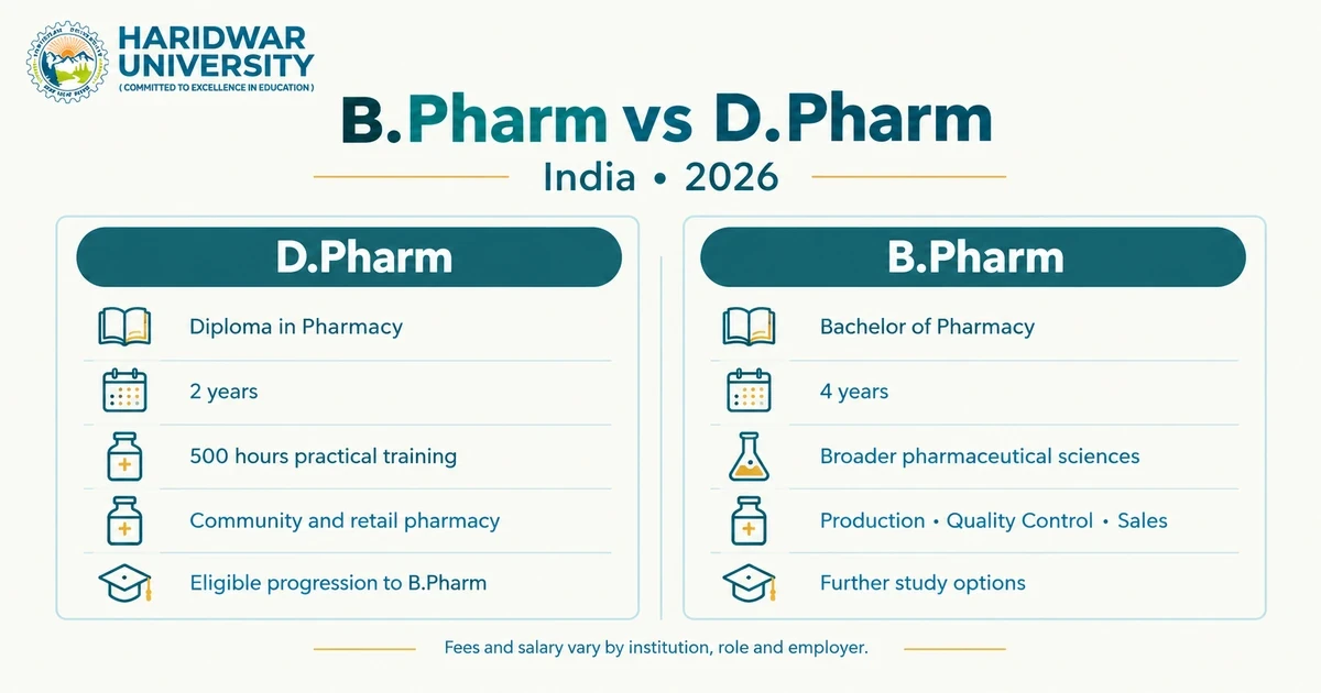 B.Pharm vs D.Pharm in India (2026): Duration, Fees, Salary & Career Scope