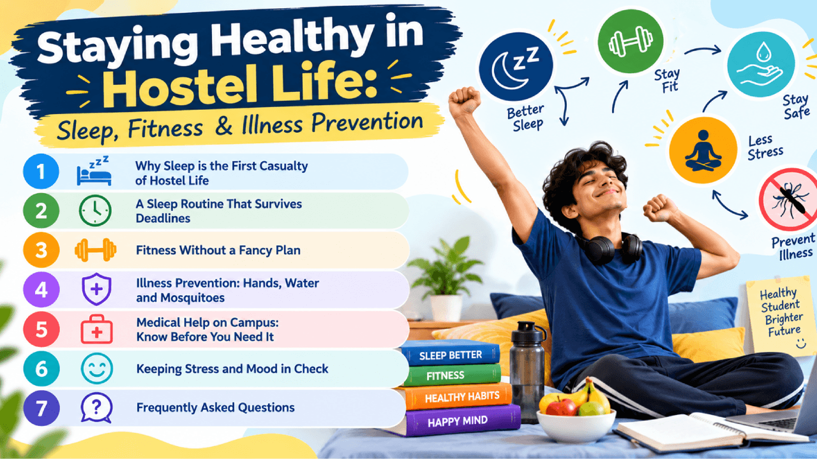 Staying Healthy in Hostel Life: Sleep, Fitness & Illness Prevention