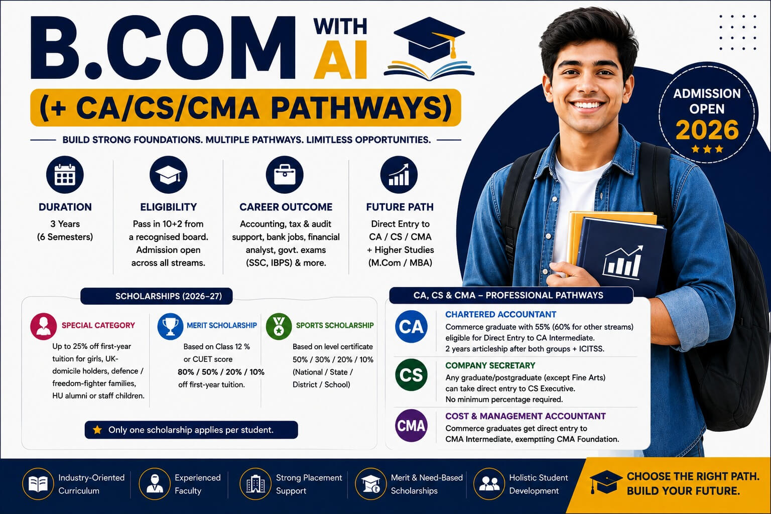 B.Com with AI at Haridwar University with CA, CS and CMA professional pathways &ndash; 2026 admissions