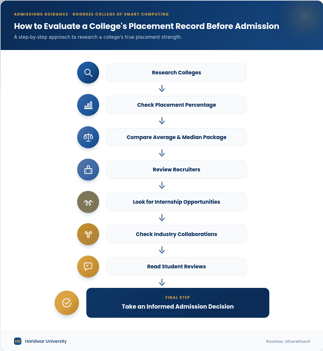 Flowchart explaining the steps to evaluate a college placement record before taking admission